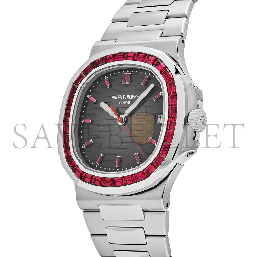 PATEK PHILIPPE NAUTILUS PLATINUM GREY DIAL RUBY BEZEL 5711/112P-001